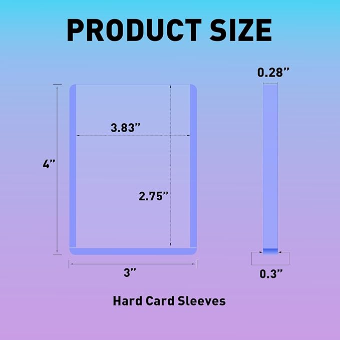 260pt 3"x4" Hard Card Sleeves - 25Pcs Hard Plastic Top Loader Card Sleeves for Trading Cards, Fit for Thick Baseball, Basketball, Hockey, Football, Games and Memorbilia Cards