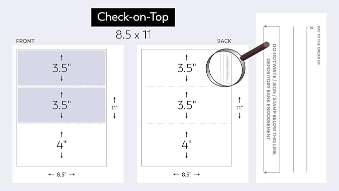 Business Voucher Check Stock - 500 Sheets, Check on Top, Brown Diamond