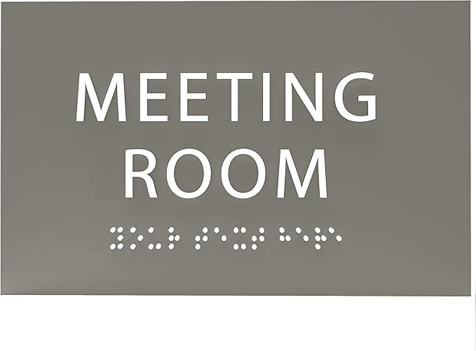ADA CENTRAL SIGNS - 6" X4" Meeting Room Sign - ADA Compliant Tactile Graphics Grade 2 Braille Text Acrylic Wall Sign | Privacy, Interview, Room Name Sign for Schools, Hospitals, Offices, & Apartments