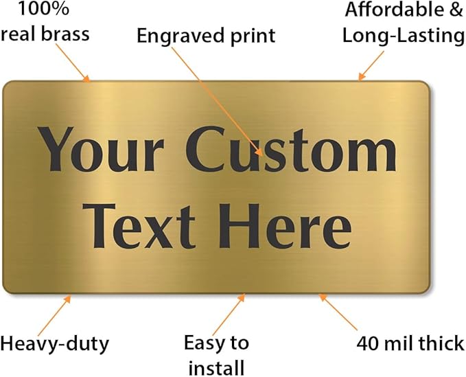 SmartSign Custom Brass Sign - 6" x 12", 40 mil REAL Bugle Brass Metal, Personalized Name Door Sign, Heavy-Duty Premium Engraved Door/Wall Mount Plaque for Business/Office, Gold and Black