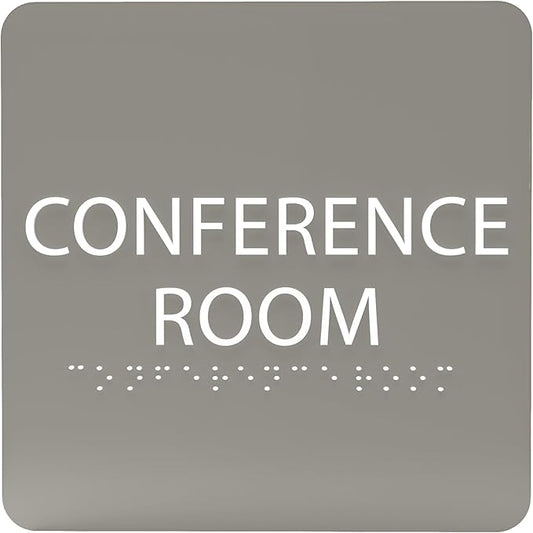 ADA CENTRAL SIGNS - 6" X6" Conference Room Sign- ADA Compliant Tactile Graphics Grade 2 Braille Text Acrylic Wall Signs - Authorized Personnel Only, Meeting Privacy Door Sign for Schools, and Offices
