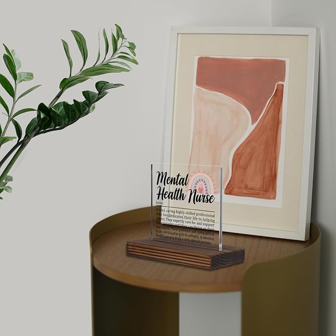 Mental Health Nurse Appreciation Gift Desk Sign, Thank You Plaque for Psychiatric Nurses Counseling Staff Office Decor Rainbow Theme PA064