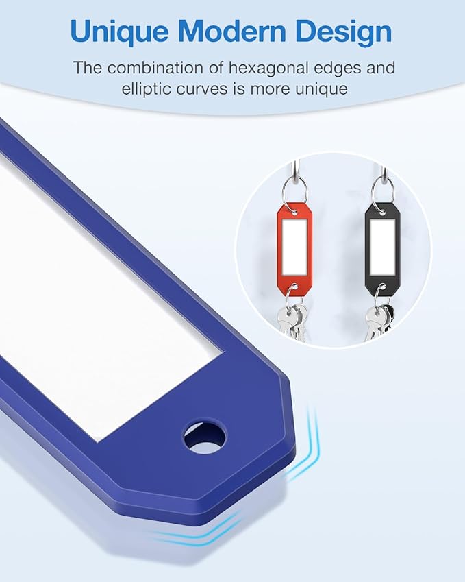 ttstar 40 Pack Key Tags Identifiers – Hexagon Design Key Rings with Labels, Multi-Color Plastic Keychain with Writable Window for Organizing Keys, Luggage, Pet Tags, Flash Drives