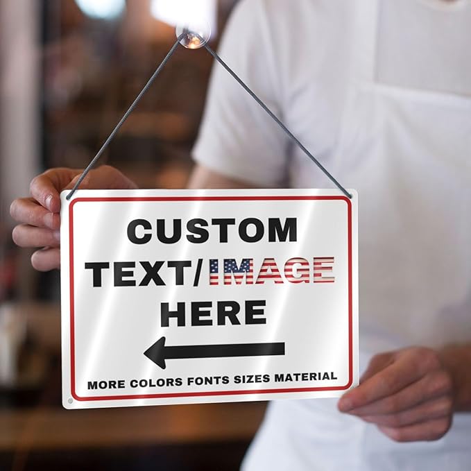 Custom Directional Arrow Sign, Glow in the Dark/Reflective Option, Personalized Metal Address Plaque, Customize for Business Logo, Office, Home, Yard, Outdoor 12''x8''