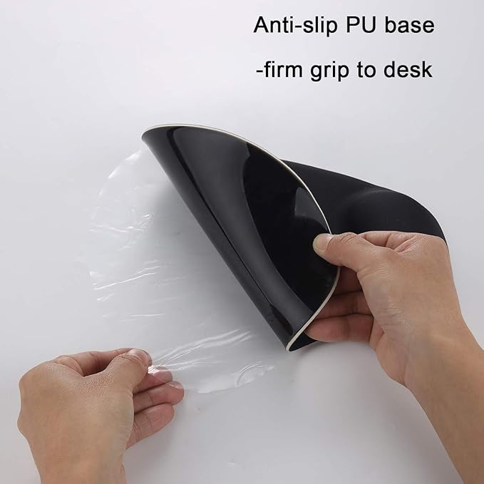 xinidc Ergonomic Computer Mouse Pad with Wrist Rest Support, Pain Relief Mouse Pad with Non-Slip PU Base for Home Office Working Studying (Black)