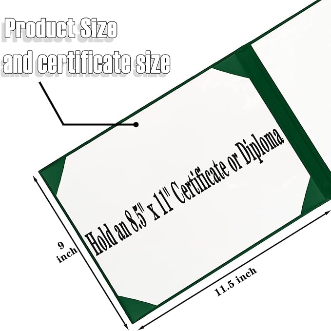 Happy Secret Diploma Cover 8.5"x 11" Diploma Holder Graduation Certificate Holders Certificate Covers Smooth Leather （Forest Green)