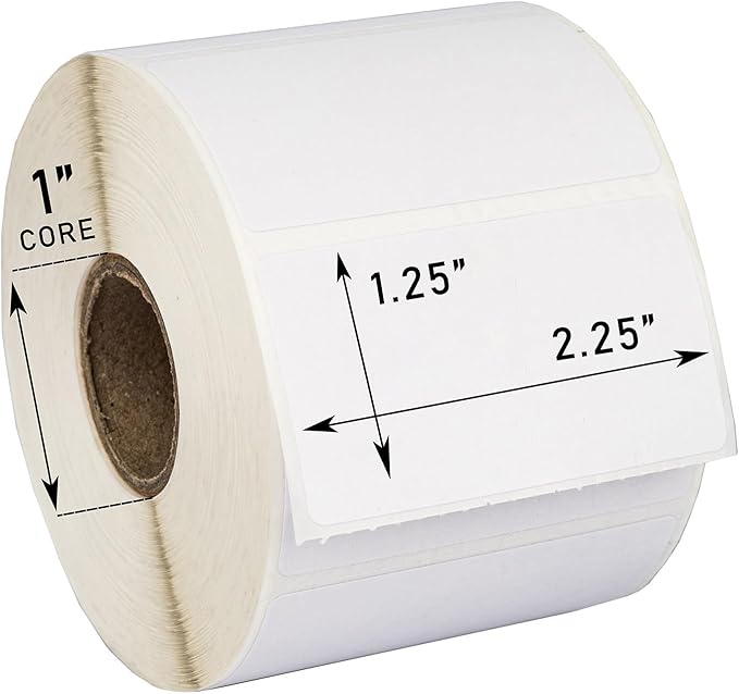 HOUSELABELS 2.25" x 1.25" Address Labels on 1" Core Compatible with Zebra and Rollo Printers, 34 Rolls / 1,000 Labels per Roll
