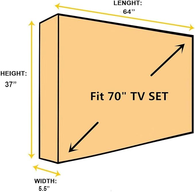 BroilPro Accessories Outdoor 70" TV Set Cover,Scratch Resistant Liner Protect LED Screen Best-Compatible with Standard Mounts and Stands (Black)