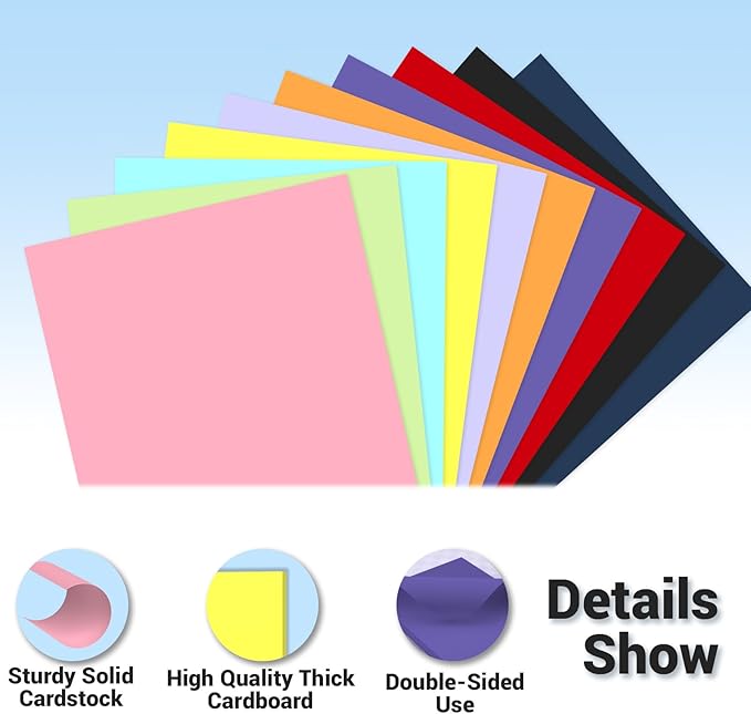 Cardstock 8.5 x 11, 10 Colors Colored Printer Paper 75 lb/200 gsm, 80 Sheets Colored Card Stock, Assorted Colors Construction Paper for Invitations, Diy Cards, Business Cards, Drawing etc