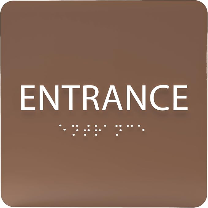 ADA CENTRAL SIGNS - 6" X6" Entrance Sign - ADA Compliant Tactile Graphics Grade 2 Braille Text Acrylic Wall Sign - Entry, Way in, Access Signs for Office, Hotel, Schools, Apartment, and Restaurants