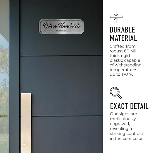 Custom Wall or Door Sign, Personalized Notched Plaque Engraved Message for Bussiness, Property and Home Indoor/Outdoor, 4x12 Inches, Made in USA by Sigo Signs