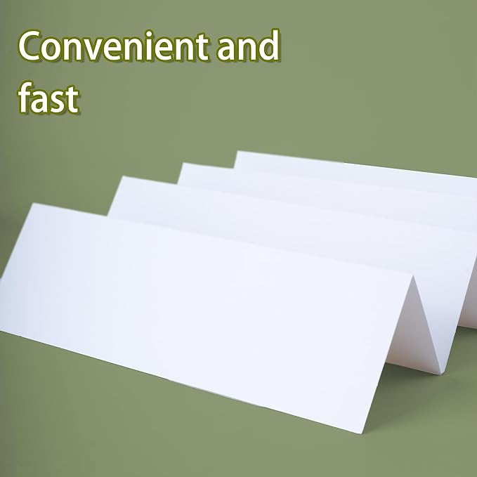 WTYONZEL 30 Pack Printable Name Tent Cards,3.5"x 11" Blank Folding Paper for Place Cards & Table Cards(White)