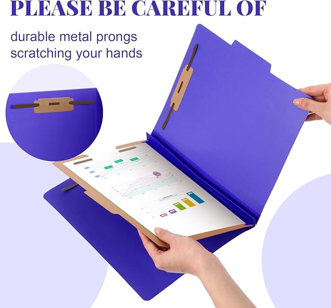 Skyygemm 12 Pcs Classification Folders Letter Size, 1 Divider Pressboard File Folder with Fasteners, Expanding File Organizer Bulk for School Teachers, Office Employee, Coworker, Staff (Purple)