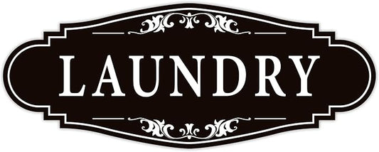 Laundry Room Door Sign for Business and Home，Self-adhesive Waterproof Cute Laundry Room Door Sticker Decals for House, Apartment, Hotel Laundromat Decor（Black）