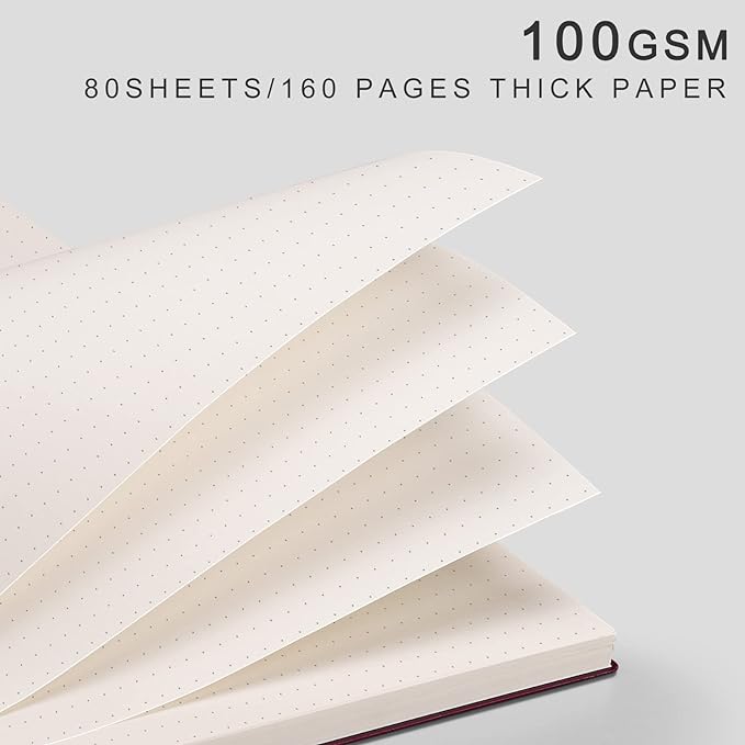 EMSHOI Dotted Journal Spiral Notebook 7.48" x 10.15" - 2 Pack 320 Pages 100gsm Thick Paper, B5 Dot Grid Notebook, Plastic Hardcover Journals for Writing Drawing