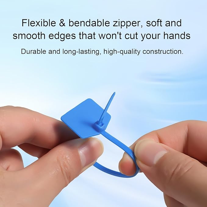 6 in Marker Nylon Cable Ties, Plastic Water Proof Tags, Self-Locking Written-on Cable Marker, Security Seals Label for Cabling, Wire Marking Label, Shipping Hanging Tags - Blue/ 100pcs