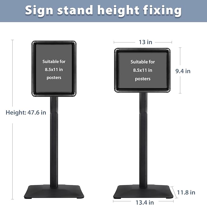 STANDNEE Heavy-Duty 8.5x11 in Floor Stand Holder, Poster Display With PVC Sheet & Heavy-Duty Pedestal, Aluminum Standing Sign, Black (3 Packs)