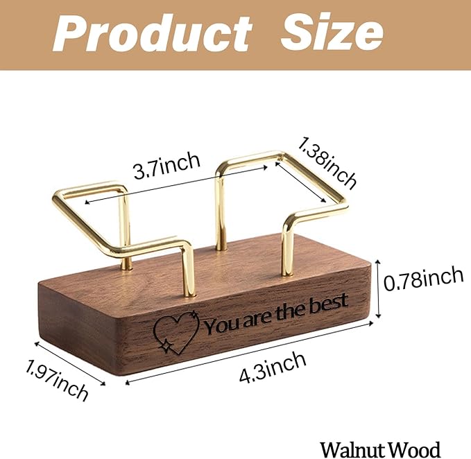 HJX Custom Business Card Holder Desk-Personalized Engraved Wooden Business Card Case Holder, Customized Name Logo Business Card Display Gifts for Men Women (Black - Walnut)