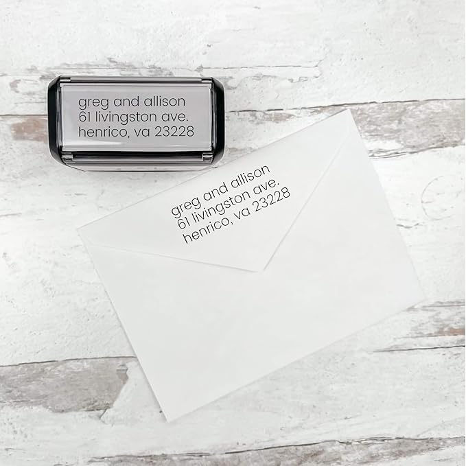 Self Inking Modern Address Stamps | Custom Return Address Stamper (Minimalist Left, Xtra Wide)