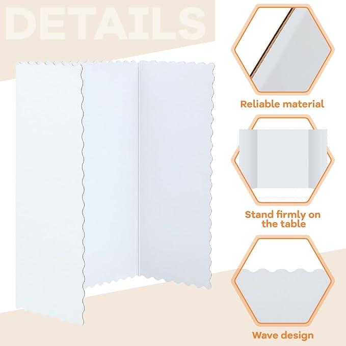 Henoyso 12 Pcs 22 x 38 Inch White Trifold Poster Board Large Tri Fold Presentation White Display Board Foldable Paperboard for Science Fair School Business Project Exhibition