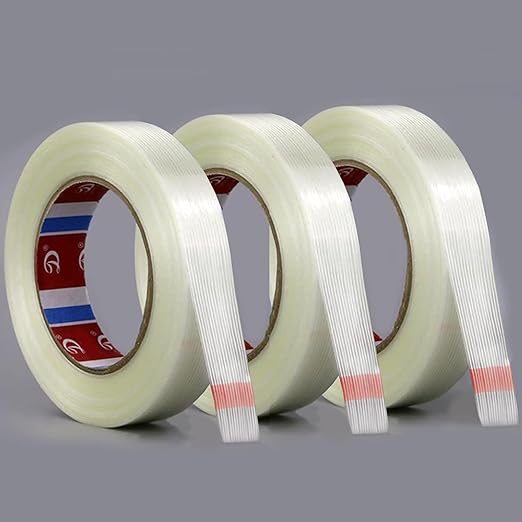 KAIY Strapping Tape 3 Roll, 1/2 inch x 60 yds Fiberglass Reinforced Packing Tape Heavy Duty, Wearproof Tape,100 lbs per inch Tensile Strength