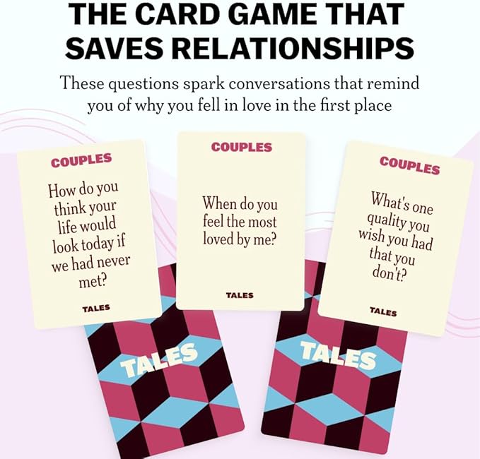 TALES 150 Conversation Starter Cards, Couples Edition, Valentines Day Gift for Couples, Games for Adults, Date Night Ideas, Anniversaries, and Quality Time Together, Prompts for Deeper Connection