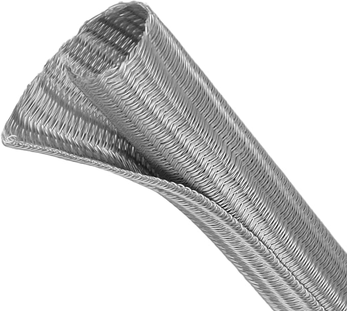 Split Wire Loom Tubing, Cable Protector Sleeve, Braided Cable Management for TV/Computer/Home Theater/Engine Bay, Cord Protectors from Pets No Chew (Grey, 1/2"-25ft)