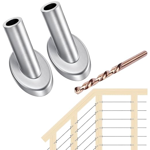 [Patent Design] CKE 20 Pack 45 Degree Angle Beveled Protector Sleeves, Wood Post Protector for 1/8" Cable Railing, T316 Marine Grade Stainless Steel Cable Railing Hardware with a Free Drill Bit