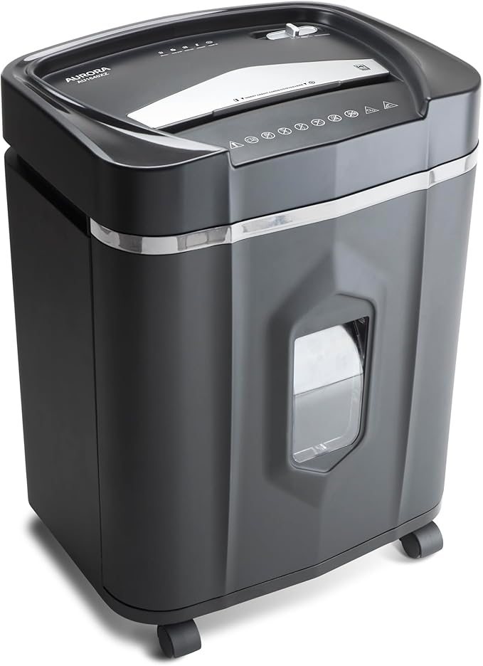 Aurora Anti-Jam 16-Sheet Crosscut Paper/CD and Credit Card Shredder/ 5-Gallon pullout Basket 30 Minutes Continuous Run Time