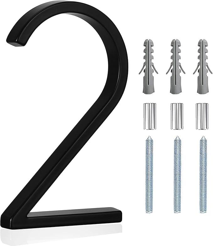 5" Floating Stainless Steel Address House Number, Modern Metal Anti-Rust House Numbers with Nail Kits for Door Garden Mailbox Decor Visibility Signage (2)