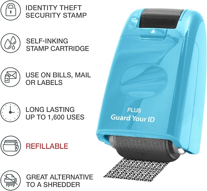 Guard Your ID Identity Protection Stamp Roller, Turquoise