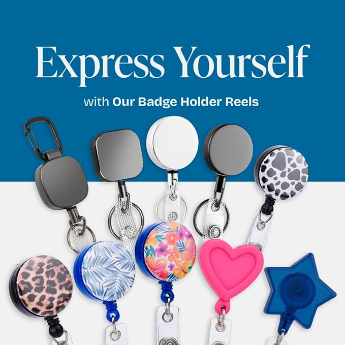 Will Well Badge Holders with Belt Clips for Securing onto Pockets and Purse Straps, with Retractable 27.5" UHMWPE Fiber Pull Cords, Strong Build with Fun Designs - 2-Pack, Leaf Print