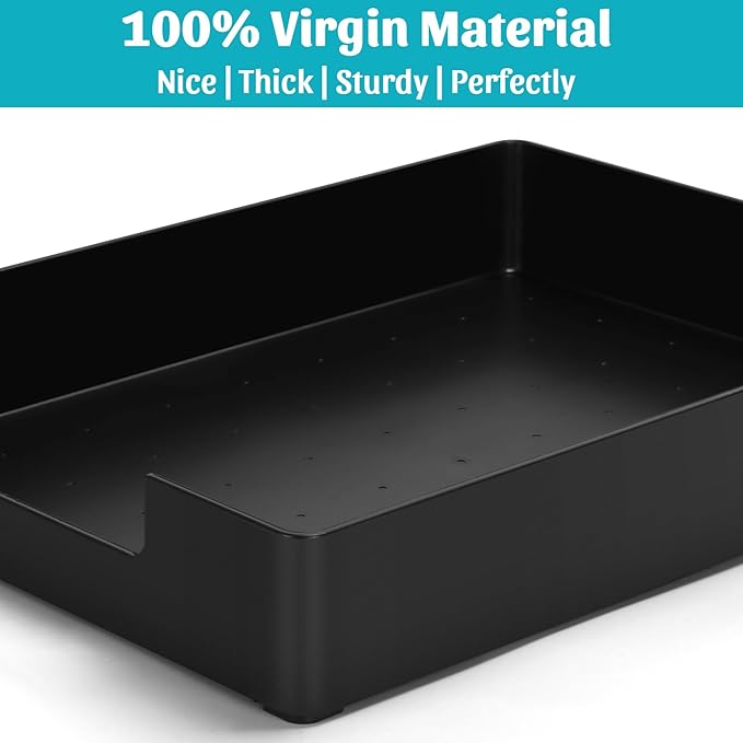 AZFUNN Letter-Size Tray Desk Letter Tray Paper Tray, Sturdy Heavy-Duty Plastic Printer Paper Tray, Single-Tier Stackable File Storage Organizer for Office Home (1, Black)