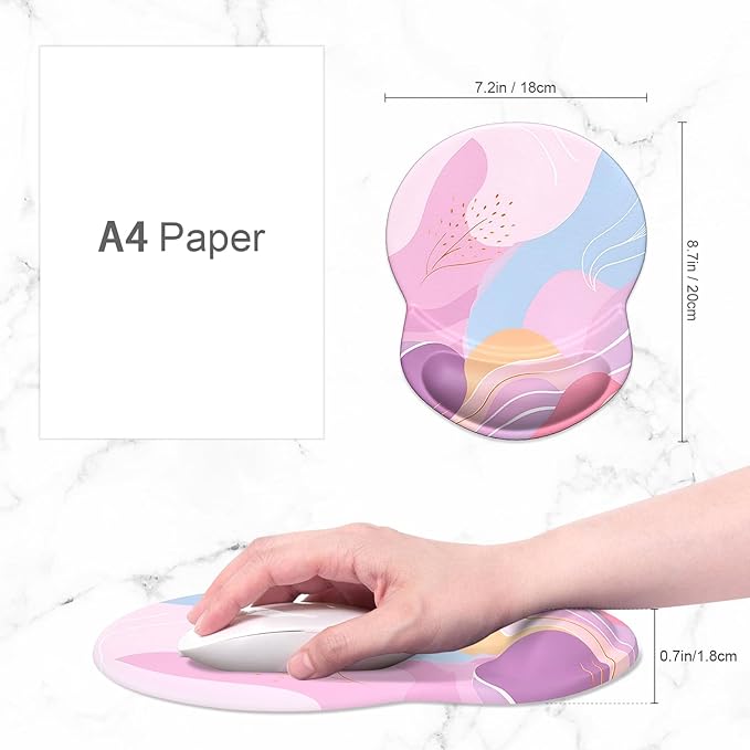 ITNRSIIET Ergonomic Mouse Pad with Gel Wrist Support Small Wrist Rest Smooth Surface Non-Slip PU Base Comfortable Office Supplies Pain Relief, 8.7 x 7.2 inches, Art Style Pattern