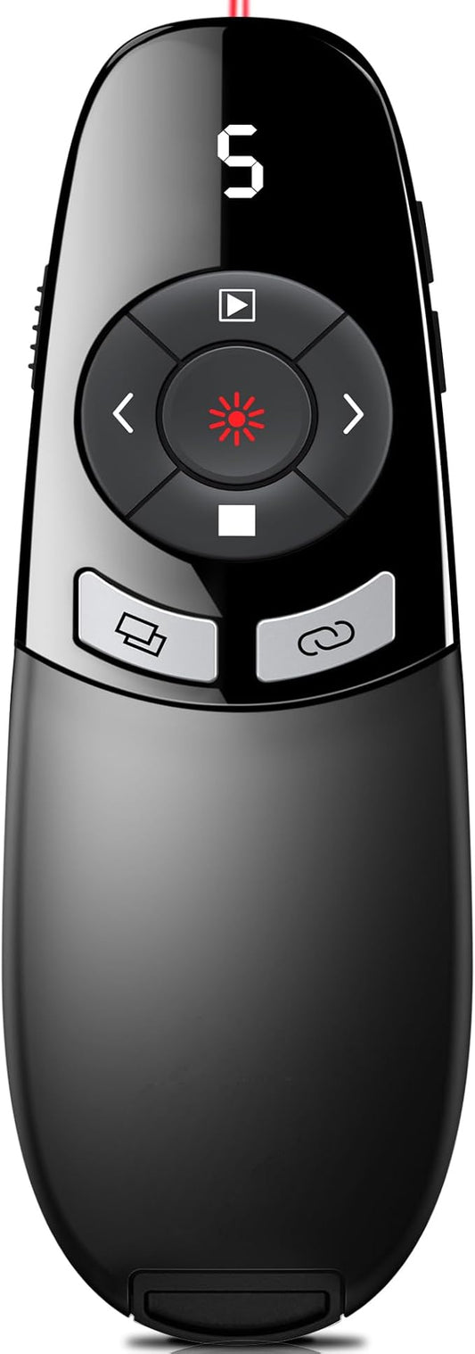 [Timer LCD Display] Wireless Presenter USB C Presentation Clicker Remote w Laser Pointer,Long Range Power Point Clicker Slide Clicker for Office Classroom Teacher
