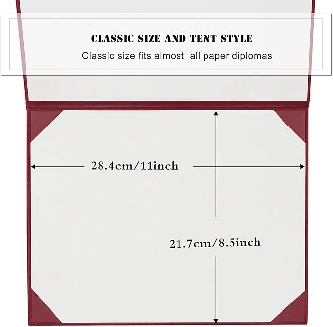 Diploma Cover 8.5” x11” Diploma Holder of Graduation Leatherette Padded Certificate（Tent Style
