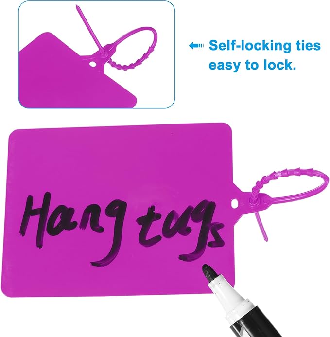 MECCANIXITY Plastic Seals Shipping Tags, for Basket Labels Cable Labels Tags Product Identification Tags, Logistics Marking, Outdoor Tagging, 3.1x3.9 Inch Purple 100Packs