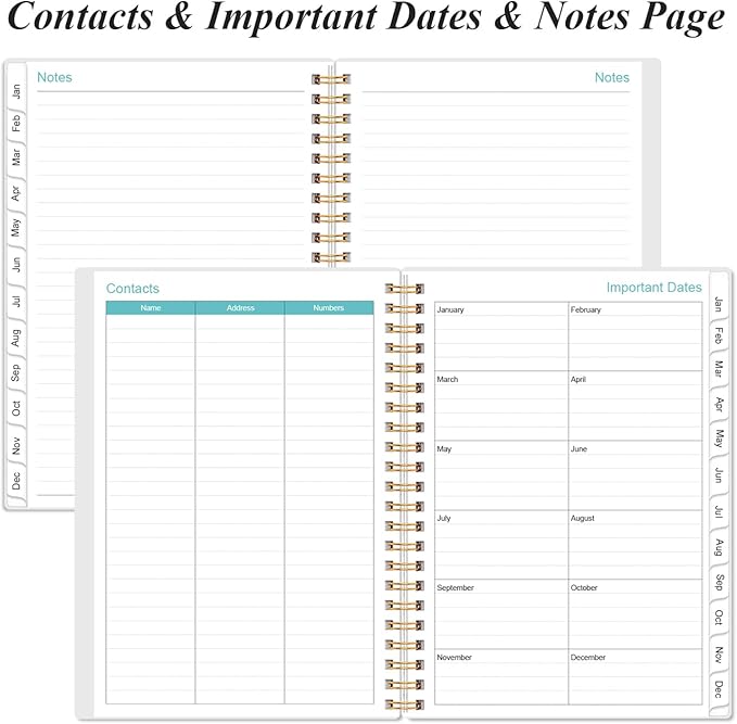 2026 Planner - Planner 2026 from January 2026 to December 2026, Weekly & Monthly Planners Spiral Bound with 12 Monthly Tabs, Inner Pocket, 6.4" x 8.5", Beige