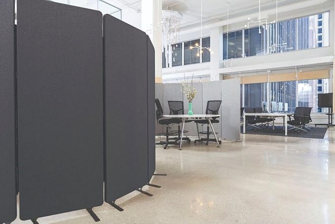 Stand Up Desk Store ReFocus Freestanding Noise Reducing Acoustic Room Wall Divider Office Partition (Ash Grey, 72" x 66", Zippered 3-Pack)