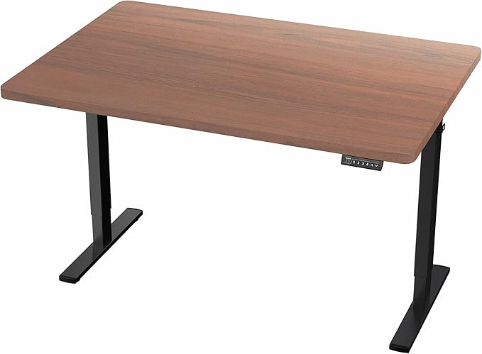VIVO Electric 48 x 30 in Standing Desk, Memory Height Adjustment, 1B Series, Holds 220 lbs, One-Piece Dark Walnut Top, Black Frame, DESK-KIT-1B5D