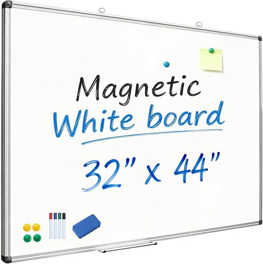 XIWODE 32x44 Inch Magnetic Dry Erase Whiteboard，Silver Aluminum Frame Wall-Mounted for Home School Office Conference Room