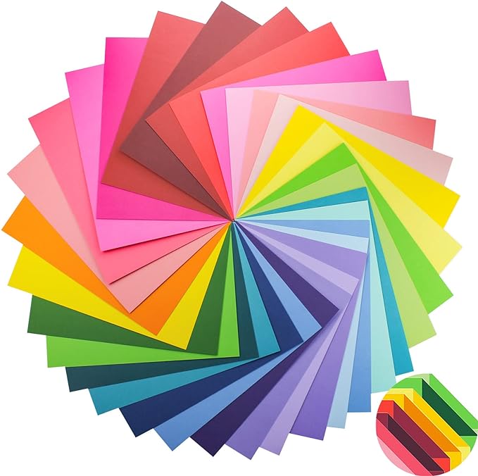 Livholic 100 Pack Heavy Duty Paper Colored Cardstock Front Back Different Color Codes 250 GSM for Cricut, Scrapbook, Paper Crafting, Office Supplies (100)