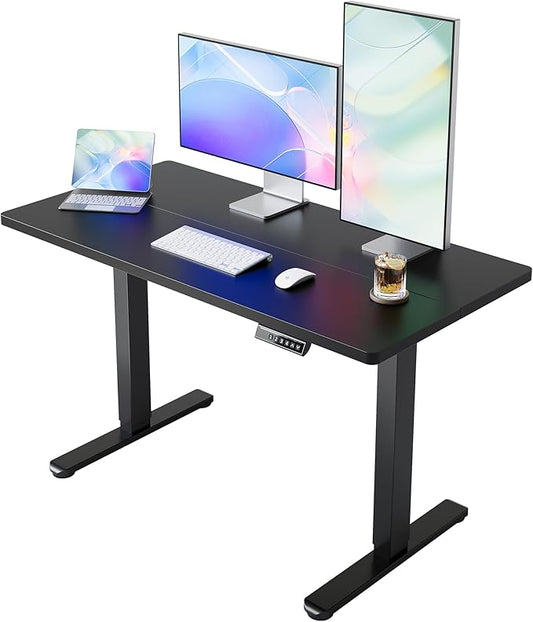 HUANUO 55 x 28 inch Electric Standing Desk Adjustable Height, 4 Memory Height Settings, Sit Stand Up Desk for Home Office & Computer Workstation, Black