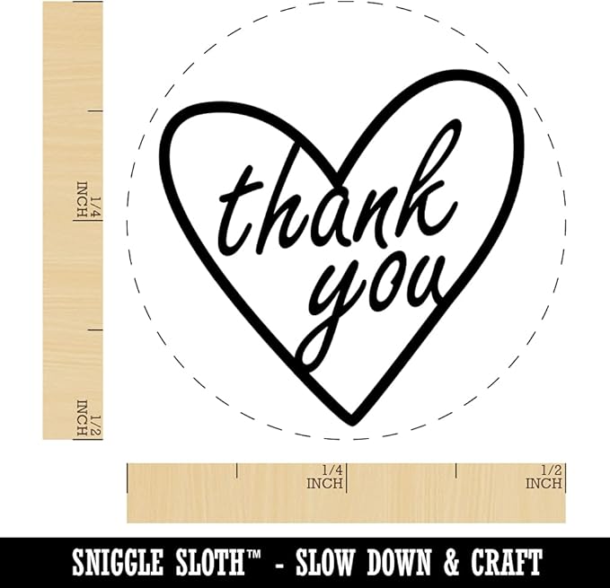 Thank You in Heart Self-Inking Rubber Stamp Ink Stamper for Stamping Crafting Planners - 1/2 Inch Mini - Red Ink