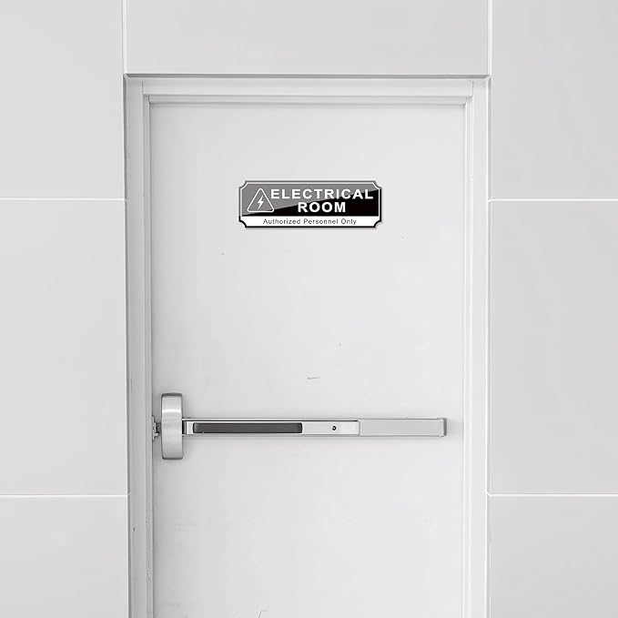 Electrical Room Door Sign for Business，Self-Adhesive Durable Modern Electrical Closet Room Sticker for Home, UV and Weather Resistant Authorized Personnel Only Signs for Business ，Workplace