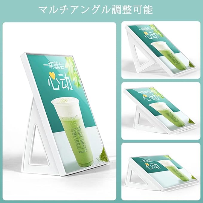 ECKEK ABS Plastic Sign Holder，Menu Displays L Shape Sign Stand Vertical/Horizontal Use (White A3 297×420mm/11.69×16.54inches)