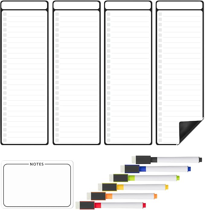 Mr. Pen- 4" x 12" Magnetic Dry Erase to Do List, 11 pcs, 4X Dry Erase to Do List White Board, 6X Colorful Whiteboard Markers and 6" x 4" Magnetic Whiteboard Note