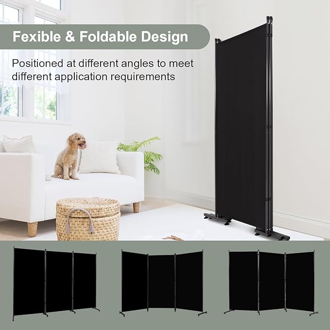Room Divider 6FT Single Panel Privacy Screen, 102'' Wide Fabric Indoor Room Divider Wall Divider for Room Separation, Portable Room Partitions and Dividers Freestanding Temporary Wall Room Separators