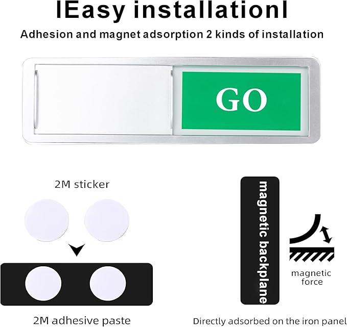 Go/No Go Door Sign Indicator for Office, Home, Restroom, Conference Room. Room Status Tells Whether Go No Go (Silver)