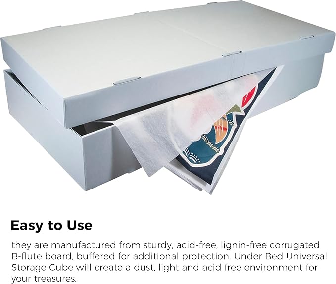 Lineco, Under Bed Storage Bins, Large Capacity Box with Lid, Archival Containers for Organizing Wedding Dress, Quilts, Gowns, Family Heirlooms, Forever Keepsake Garment, 40x18x6 Inch